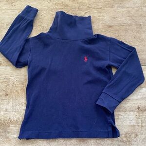 Vintage Polo Ralph Lauren Boy’s Sz 4 Navy‎ Cotton Vented Hem Turtleneck Shirt